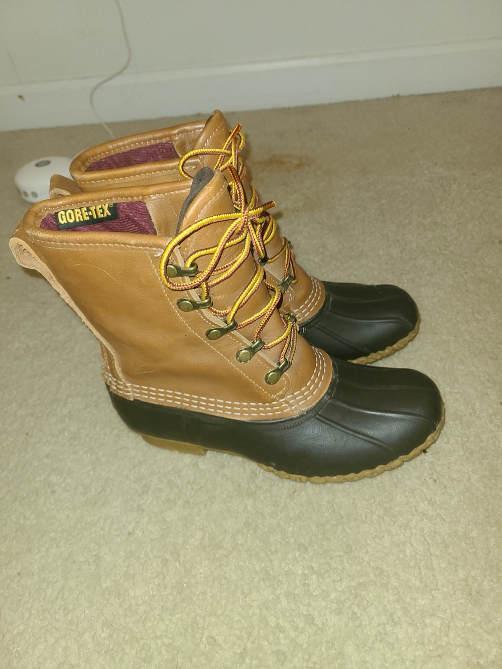 GORE-TEX LL BEAN Women's Two-Tone Waterproof Duck Boots in Brown/Black